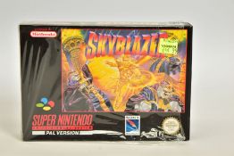 SKYBLAZER SNES GAME BOXED, SNES platformer boxed and in its seal, but the seal has been opened;