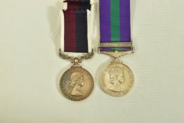 A QEII CAMPAIGN SERVICE MEDAL, NEAR EAST BAR, named 4173227 A.C.I. E.A.G.MACEY. R.A,F. & a QEII