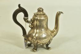 A LATE 19TH CENTURY SILVER COFFEE POT, designed as a coffee pot with engraved floral detail