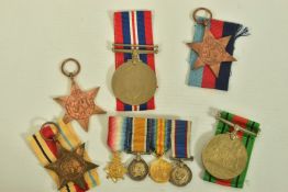 GREAT WAR MINIATURES & A WORLD WAR TWO GROUP OF FIVE MEDALS, as follows, A small jewellery box