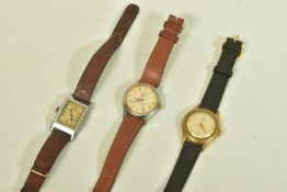 THREE GENTLEMANS WRISTWATCHES, to include a gold plated Avia watch, hand wound movement, fitted with