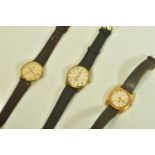 THREE GENTLEMANS WRISTWATCHES, to include a 'Rotary Automatic GT' with baton markers, leather strap,