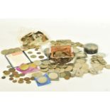 A COLLECTION OF COINS, to include approximately twelve fifty pence coins dated 1973, approximately