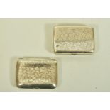 TWO EARLY 20TH CENTURY SILVER CIGARETTE CASES, the first with floral engraving and personal monogram