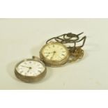 TWO VICTORIAN SILVER POCKET WATCHES, the first a mid Victorian silver open face pocket watch,