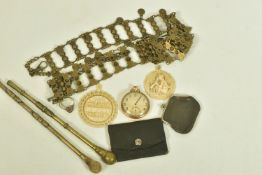 A SELECTION OF LATE 19TH TO EARLY 20TH CENTURY ITEMS, to include an early 20th century pocket