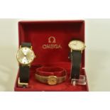 THREE WRISTWATCHES, the first ladies Omega De Ville wristwatch with gold coloured 'sparkle' dial