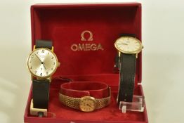 THREE WRISTWATCHES, the first ladies Omega De Ville wristwatch with gold coloured 'sparkle' dial