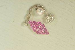 SELECTION OF WHITE METAL GEM SET PENDANTS, to include a 9ct gold synthetic pink sapphire and