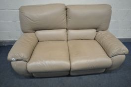 A LA Z BOY TWO SEATER MANUAL RECLINER (stains to seat)