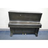 A REGENT EBONISED UPRIGHT PIANO, width 136cm x depth 56cm x height 104cm (condition:-worn finish and