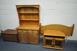 FOUR VARIOUS PINE FURNITURE, to include a dresser, length 98cm x depth 44cm x height 169cm, a pine