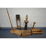 A QUANTITY OF OCCASIONAL FURNITRE, to include a glazed torchere stand, height 76cm (sd) a hardwood