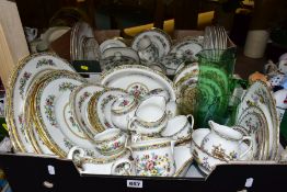 TWO BOXES OF DINNER AND TEA WARES ETC, to include Coalport Ming Rose dinner plates, side plates,