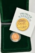 A ROYAL MINT 1980 GOLD PROOF SOVEREIGN IN CASE OF ISSUE WITH COA