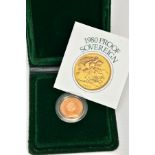A ROYAL MINT 1980 GOLD PROOF SOVEREIGN IN CASE OF ISSUE WITH COA