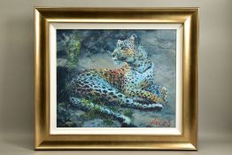 ROLF HARRIS (AUSTRALIA 1930) 'LEOPARD RECLINING AT DUSK' a signed artist proof edition print on