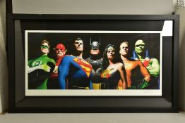 ALEX ROSS (AMERICAN CONTEMPORARY) 'ORIGINAL SEVEN' portraits of Green Lantern, Flash, Superman,