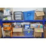 NINE BOXES AND LOOSE OFFICE ITEMS, STATIONERY AND CRAFT MATERIALS, to include a boxed HP