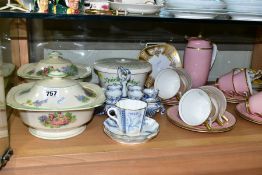 A GROUP OF CERAMIC TEA SETS AND OTHER WARES, to include a twenty two piece Royal Doulton pink Art
