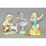 THRE ROYAL WORCESTER FIGURES, comprising 'Snowy' 3457, a small boy with a white cat, modelled by