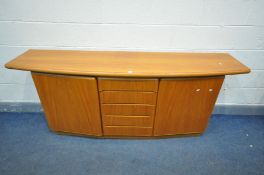 A LATE 20TH CENTURY DANISH TEAK SKOVBY SIDEBOARD, a bank of five drawers flanked by two cupboard