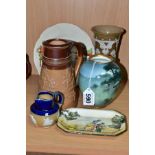 A COLLECTION OF ROYAL DOULTON AND DOULTON LAMBETH CERAMICS, comprising a Royal Doulton hand