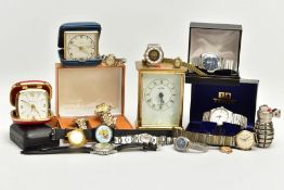 A BOX OF ASSORTED WATCHES, to include ladies and gents wristwatches and watch heads, names to
