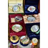 NINE BOXED AND UNBOXED ENAMEL BOXES, comprising, Boxed Crummles Royal Horticultural Society with