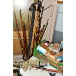 TWO BOXES AND LOOSE FISHING RODS AND OTHER SUPPLIES, with rods to include ABU Atlantic 212 and