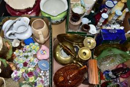 FIVE BOXES AND LOOSE CERAMICS AND GLASSWARES, to include a Sylvac 1115 squirrel and acorn jug in