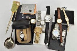 A BOX OF ASSORTED WRISTWATCHES, to include a Maurice Lacroix wristwatch, model number M12021, a