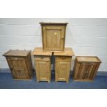 THREE 19TH CENTURY PINE CUPBOARDS, to include a double door hanging cupboard, two single door