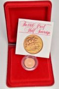 A ROYAL MINT 1980 GOLD PROOF HALF SOVEREIGN COIN WITH CASE AND COA
