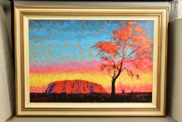 ROLF HARRIS (AUSTRALIAN 1930) 'ULURU SUNSET, SURPRISE SHOWER' an artist proof print on canvas of
