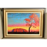 ROLF HARRIS (AUSTRALIAN 1930) 'ULURU SUNSET, SURPRISE SHOWER' an artist proof print on canvas of