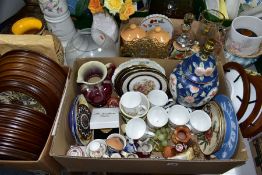 FOUR BOXES AND LOOSE CERAMICS AND GLASS ETC, to include Tuscan China part tea set for six, Colclough