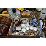 FOUR BOXES AND LOOSE CERAMICS AND GLASS ETC, to include Tuscan China part tea set for six, Colclough