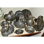 A COLLECTION OF EARLY 20TH CENTURY WMF TUDRIC AND OTHER PEWTER, including a WMF conical beaker or