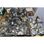 THREE BOXES AND LOOSE JUST ANDERSEN, DANISH PEWTER AND OTHER METALWARES, to include approximately