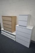 AN IKEA MALM WHITE CHEST OF FOUR LONG DRAWERS, width 81cm x depth 49cm x height 100cm, and a