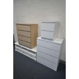 AN IKEA MALM WHITE CHEST OF FOUR LONG DRAWERS, width 81cm x depth 49cm x height 100cm, and a