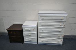 A WHITE CHEST OF FIVE LONG DRAWERS, width 79cm x depth 47cm x height 109cm (condition:-bottom drawer