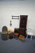 A SELECTION OF OCCASIONAL FURNITURE, to include a mid-century teak magazine rack, Lloyd loom