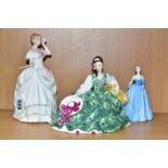 TWO ROYAL DOULTON LADIES AND A COALPORT LADY, comprising 'Dawn' HN3600, glued repair to wrist of