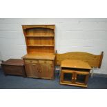 FOUR VARIOUS PINE FURNITURE, to include a dresser, length 98cm x depth 44cm x height 169cm, a pine