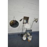 A SELECTION OF LIGHTING AND MIRRORS, to include three standard lamps, two table lamps, and three