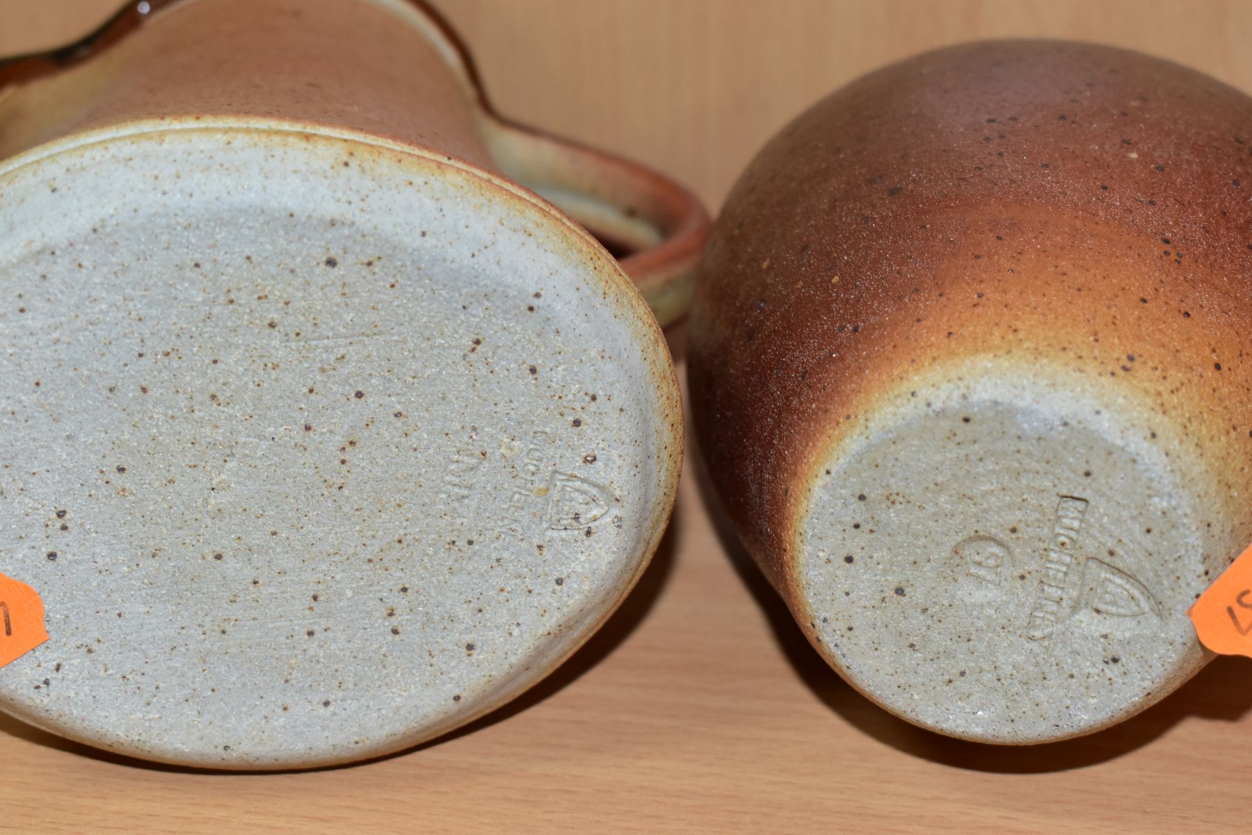 FOUR PIECES OF JOHN LEACH MUCHELNEY STONEWARE POTTERY, comprising a deep circular bowl with wide rim - Image 6 of 7