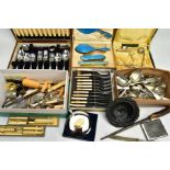 A CUTLERY CANTEEN, CASED CUTLERY AND OTHER ITEMS, an almost complete canteen of cutlery, a cased