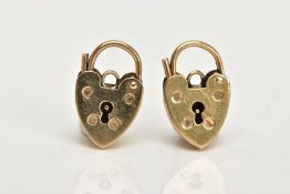 TWO 9CT GOLD HEART PADLOCKS, two small yellow gold padlocks, approximate dimensions length 16mm x